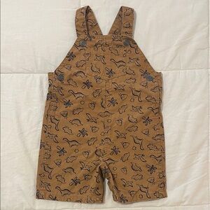 Carter's Tan Dinosaur Print Cotton Shortalls